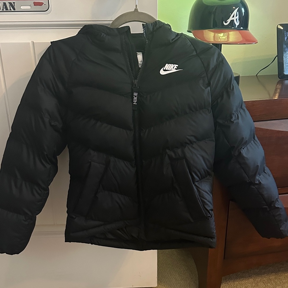Nike Kids Black Hooded Puffer Jacket